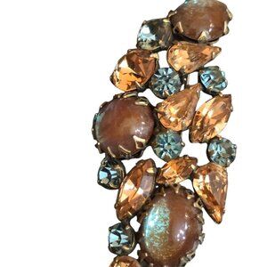 Vintage Unsigned Verified Regency Sapphiret Rhinestone Brooch (A9467)